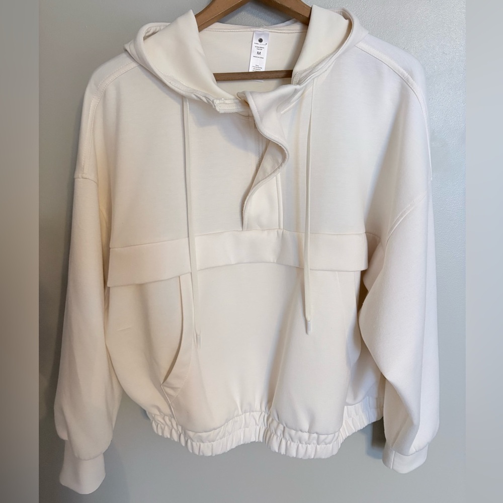 Yogalicious Cream Hooded Pullover Sweatshirt